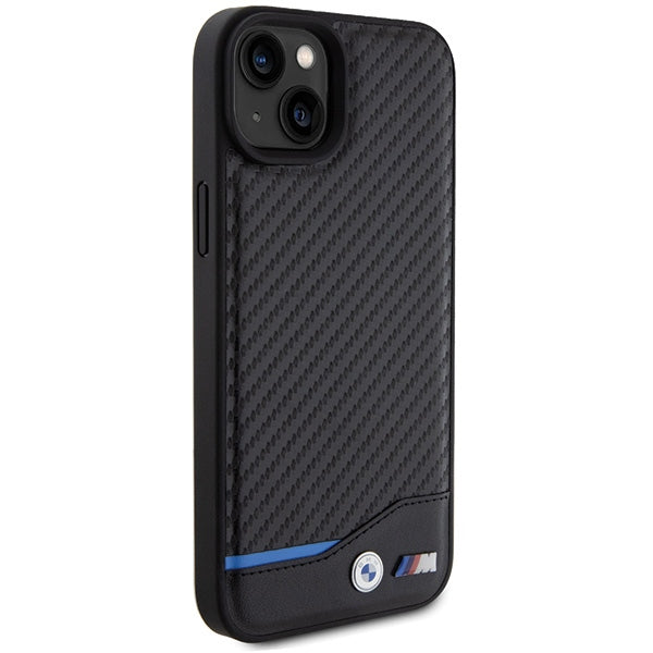 BMW Leather Carbon case for iPhone 15 Plus - black