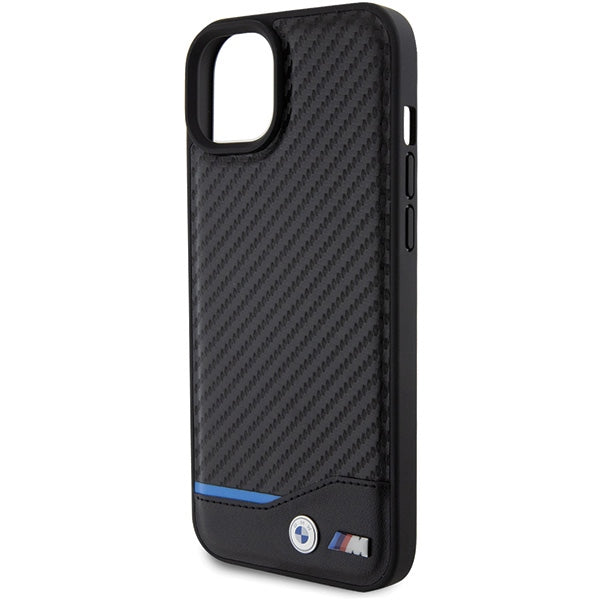 BMW Leather Carbon case for iPhone 15 Plus - black