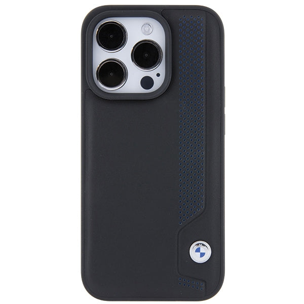BMW Leather Blue Dots iPhone 15 Pro Max Case - Black