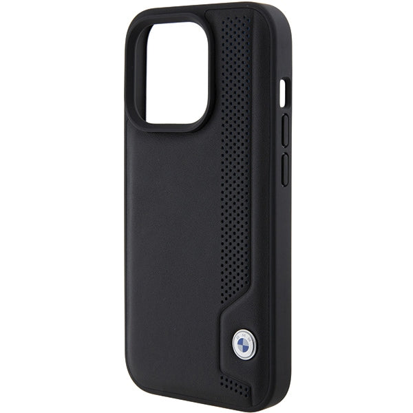 BMW Leather Blue Dots iPhone 15 Pro Max Case - Black