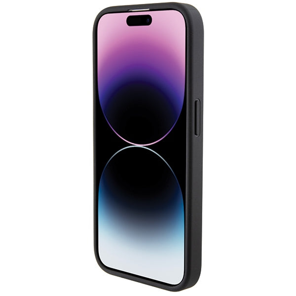 BMW Leather Textured &amp; Stripe iPhone 15 Pro Max Case - Black