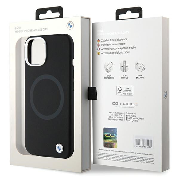 BMW Signature Liquid Silicone MagSafe case for iPhone 15 Plus - black