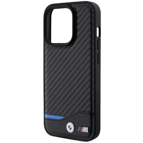 BMW Leather Carbon MagSafe iPhone 15 Pro Max Case - Black