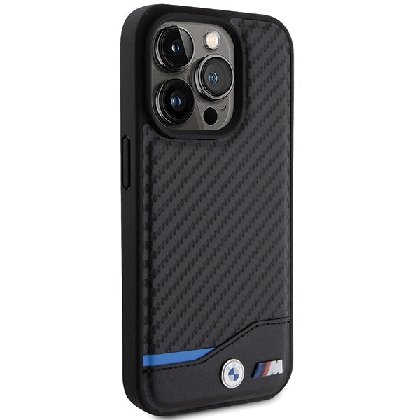 BMW Leather Carbon MagSafe iPhone 15 Pro Max Case - Black