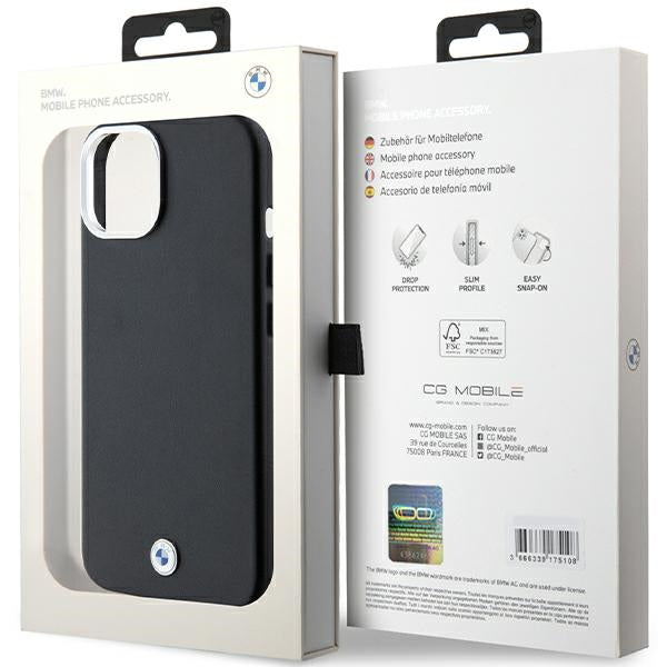 BMW Signature Wrapped Metal MagSafe Case for iPhone 14/15/13 - Black