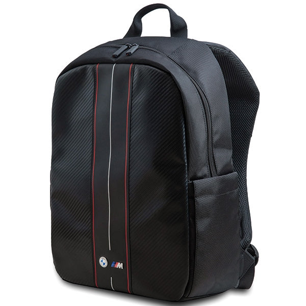 BMW Carbon &amp; Red Stripe backpack for a 16" laptop - black