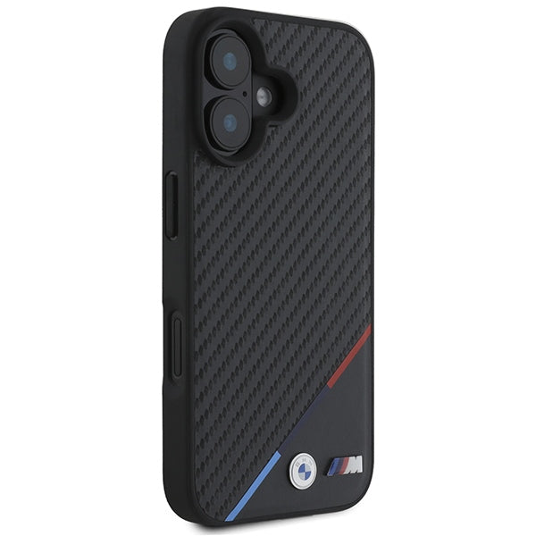 BMW Carbon Tricolor Line MagSafe iPhone 16 Plus Case - Black