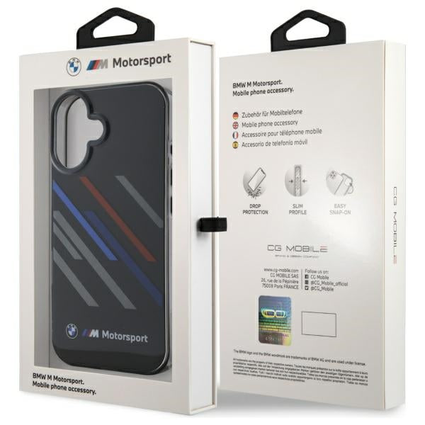 BMW Motosport IML Random Stripes iPhone 16 Case - Black