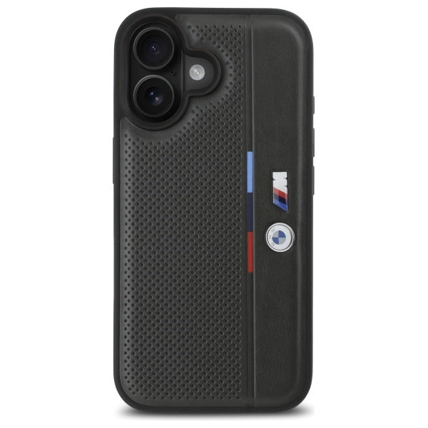 BMW M Perforated Tricolor Detail Line iPhone 16 Case - Dark Gray