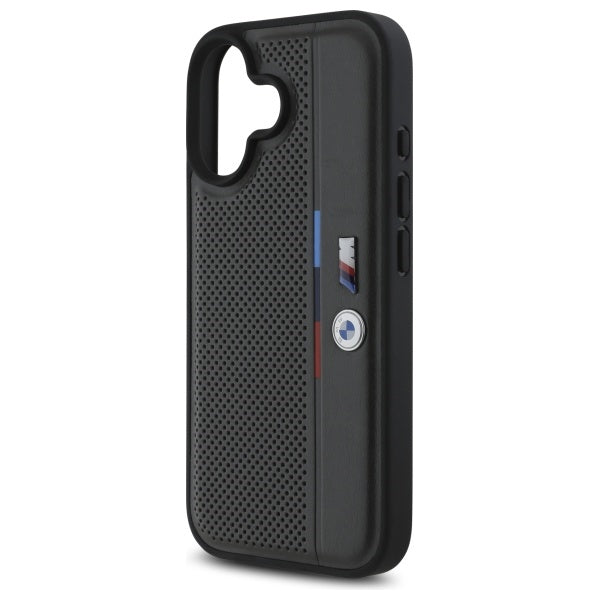 BMW M Perforated Tricolor Detail Line iPhone 16 Case - Dark Gray