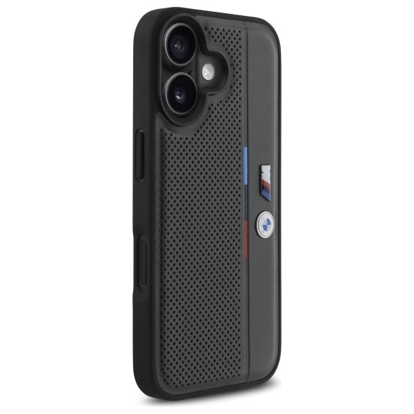 BMW M Perforated Tricolor Detail Line iPhone 16 Case - Dark Gray