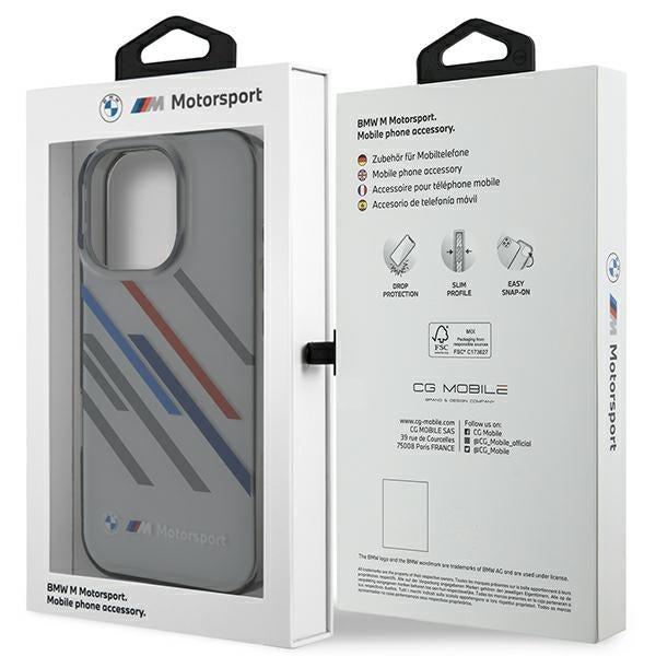 BMW Motosport IML Random Stripes iPhone 16 Pro Max Case - Gray