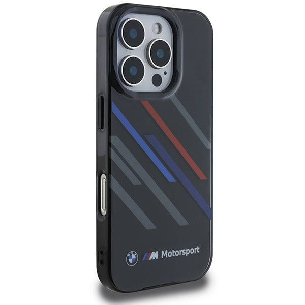 BMW Motosport IML Random Stripes iPhone 16 Pro Max Case - Black