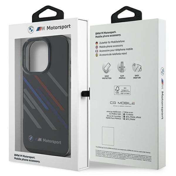 BMW Motosport IML Random Stripes iPhone 16 Pro Max Case - Black