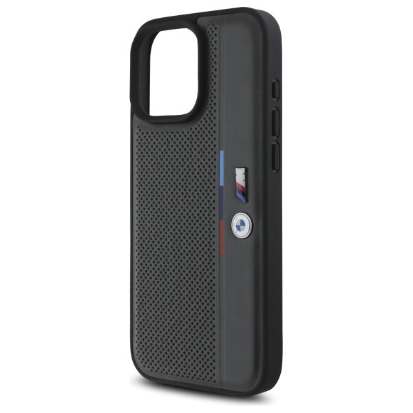 BMW M Perforated Tricolor Detail Line iPhone 16 Pro Max Case - Dark Gray