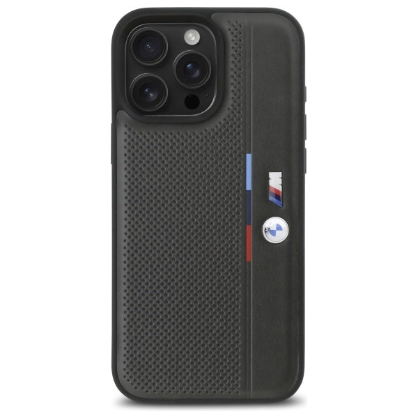 BMW M Perforated Tricolor Detail Line iPhone 16 Pro Max Case - Dark Gray