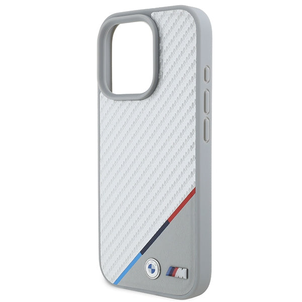 BMW M Carbon Tricolor Line MagSafe Case for iPhone 16 Pro - Gray