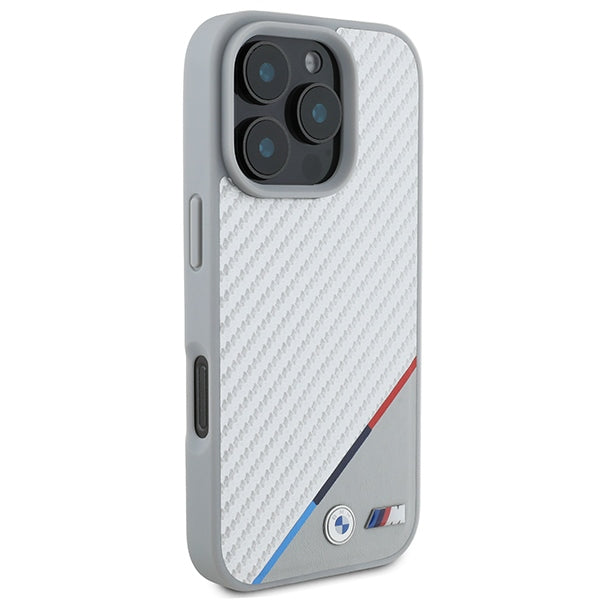 BMW M Carbon Tricolor Line MagSafe Case for iPhone 16 Pro - Gray
