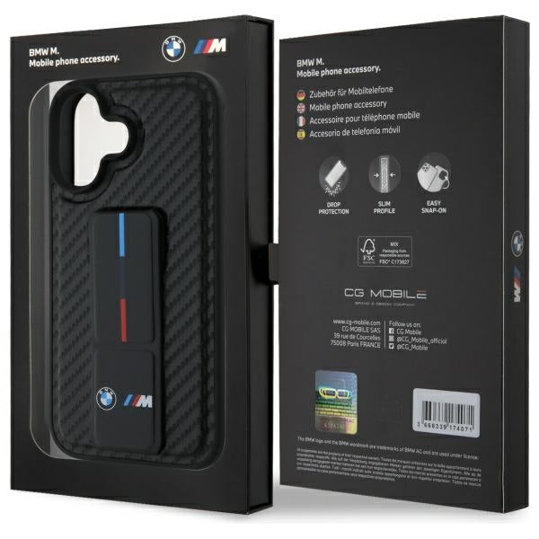 BMW M Grip Stand Smooth and Carbon case for iPhone 16 - black