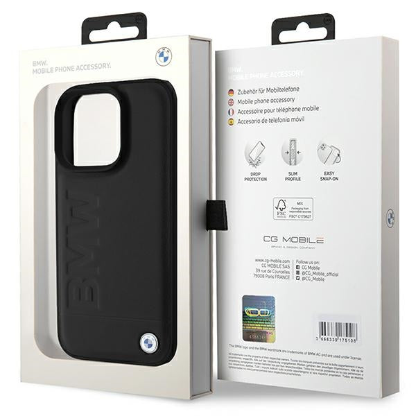 BMW Leather Hot Stamp iPhone 16 Pro Max Case - Black