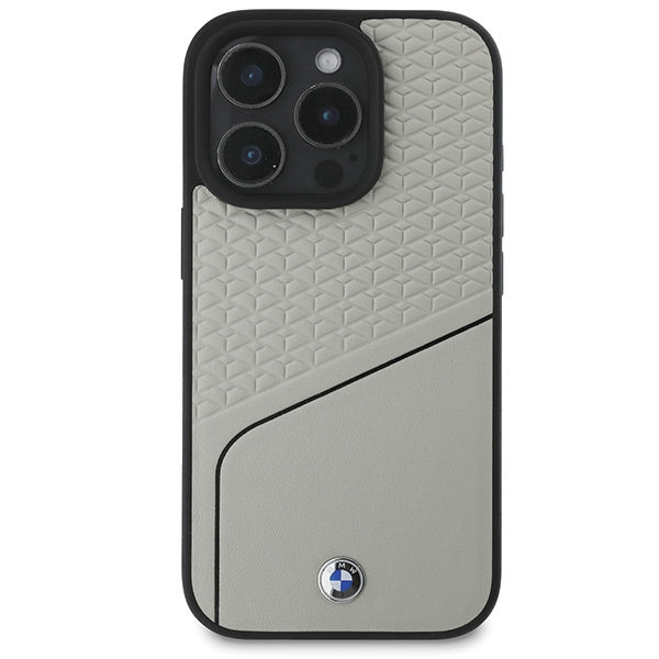 BMW Sign Leather Textured and Line MagSafe iPhone 16 Pro Case - Gray