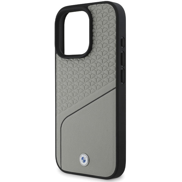 BMW Sign Leather Textured and Line MagSafe iPhone 16 Pro Case - Gray