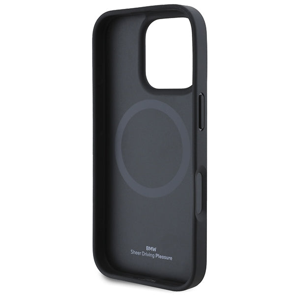 BMW Leather Hot Stamp MagSafe iPhone 16 Pro Case - Black