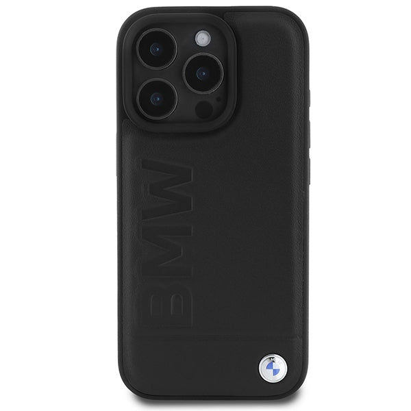 BMW Leather Hot Stamp MagSafe iPhone 16 Pro Case - Black