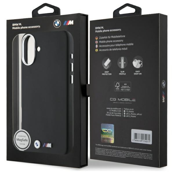 BMW M Smooth Full Wrapped Metal MagSafe Case for iPhone 16 Plus - Black