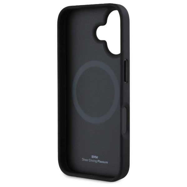 BMW Sign Leather Textured And Line MagSafe iPhone 16 Case - Black