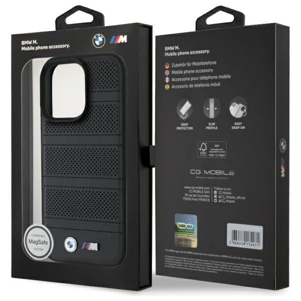 BMW M Perforated And Stitched Line MagSafe case for iPhone 16 Pro Max - black