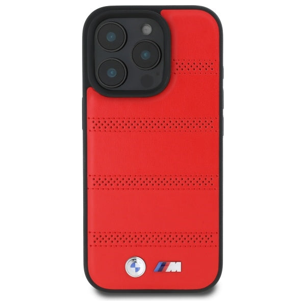BMW M Perforated And Stitched Line MagSafe case for iPhone 16 Pro Max - red