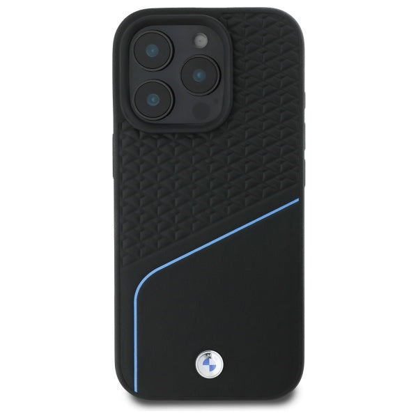BMW Sign Leather Textured And Line MagSafe Case for iPhone 16 Pro Max - Black