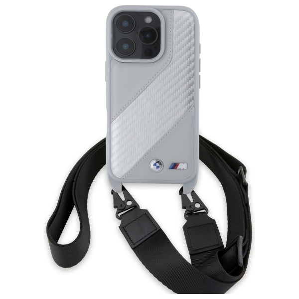 BMW M Edition Carbon Stripe &amp; Strap iPhone 16 Pro Case - Gray
