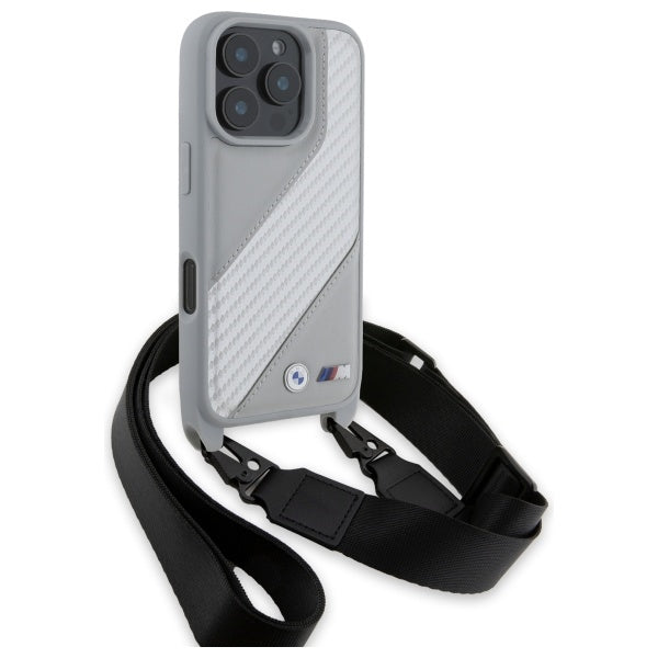 BMW M Edition Carbon Stripe &amp; Strap iPhone 16 Pro Case - Gray