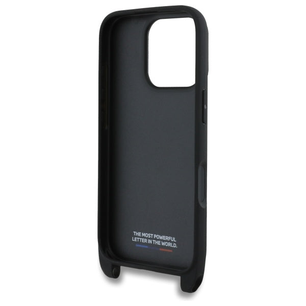 BMW M Edition Carbon Tricolor Lines &amp; Strap Case for iPhone 16 Pro - Black