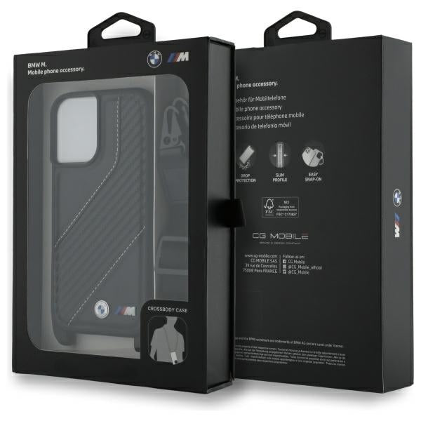BMW M Edition Carbon Stripe &amp; Strap iPhone 16 Plus Case - Black