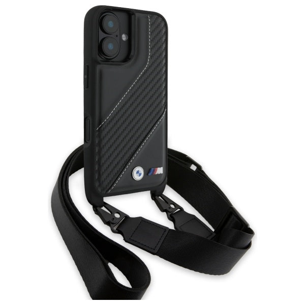 BMW M Edition Carbon Stripe &amp; Strap iPhone 16 Plus Case - Black