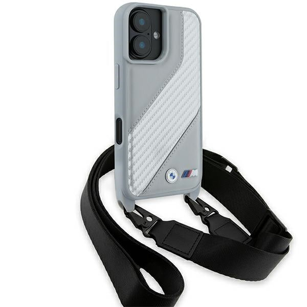 BMW M Edition Carbon Stripe &amp; Strap iPhone 16 Case - Gray