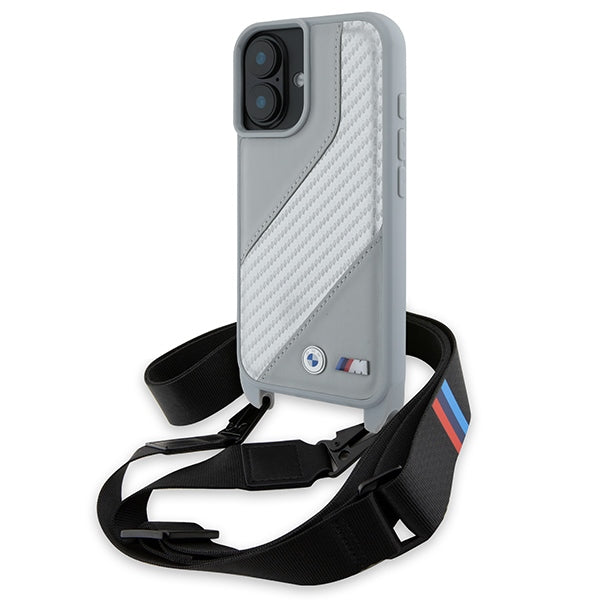 BMW M Edition Carbon Stripe &amp; Strap iPhone 16 Case - Gray