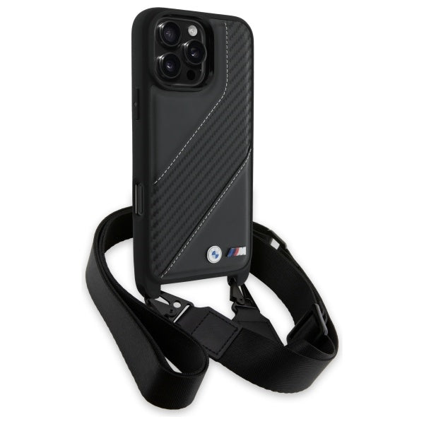 BMW M Edition Carbon Stripe &amp; Strap Case for iPhone 16 Pro Max - Black