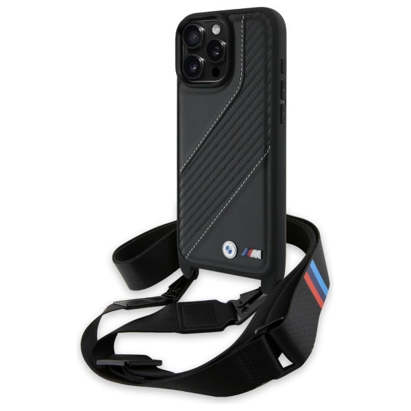BMW M Edition Carbon Stripe &amp; Strap Case for iPhone 16 Pro Max - Black