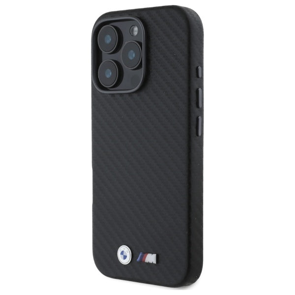 BMW Carbon Wrapped Metal iPhone 16 Pro Max Case - Black