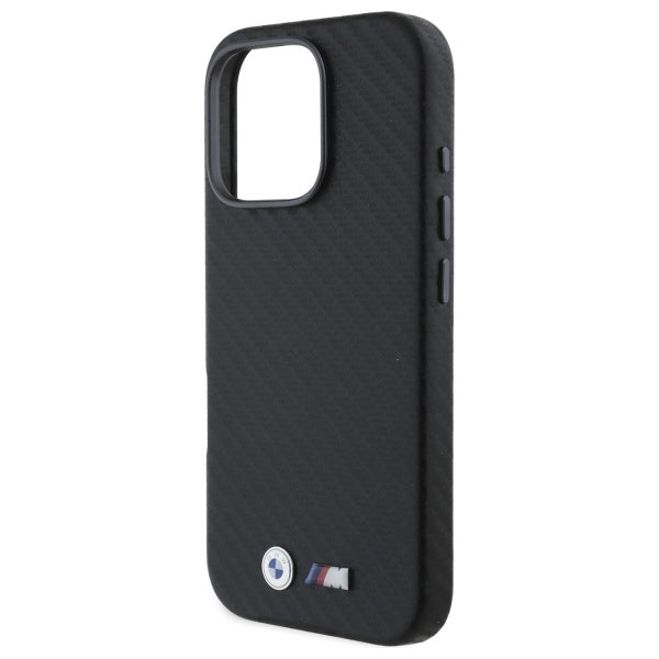 BMW Carbon Wrapped Metal iPhone 16 Pro Max Case - Black