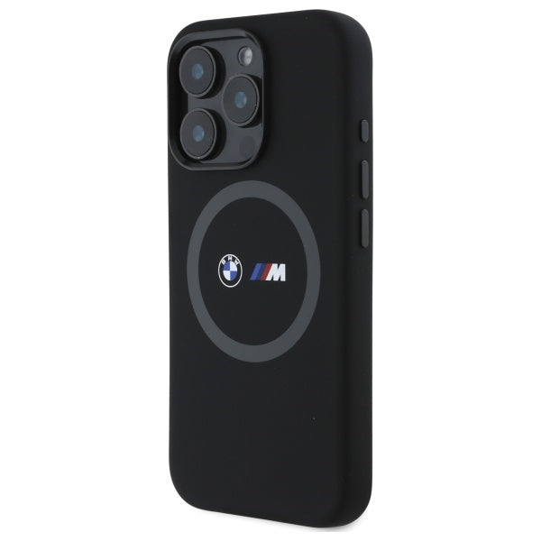 BMW M Silicone Printed Ring MagSafe Case for iPhone 16 Pro - Black