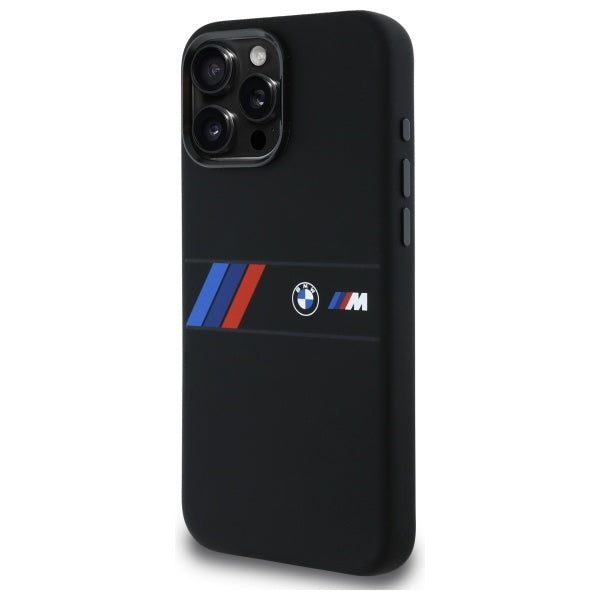 BMW Silicone Middle Stripe MagSafe Case for iPhone 16 Pro Max - Black