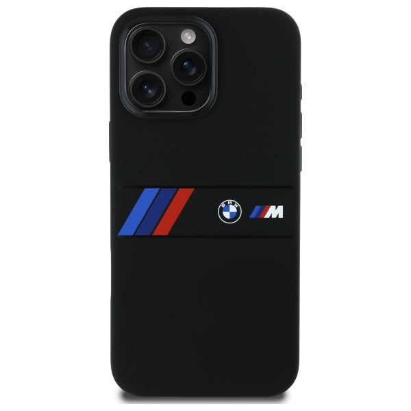 BMW Silicone Middle Stripe MagSafe Case for iPhone 16 Pro Max - Black
