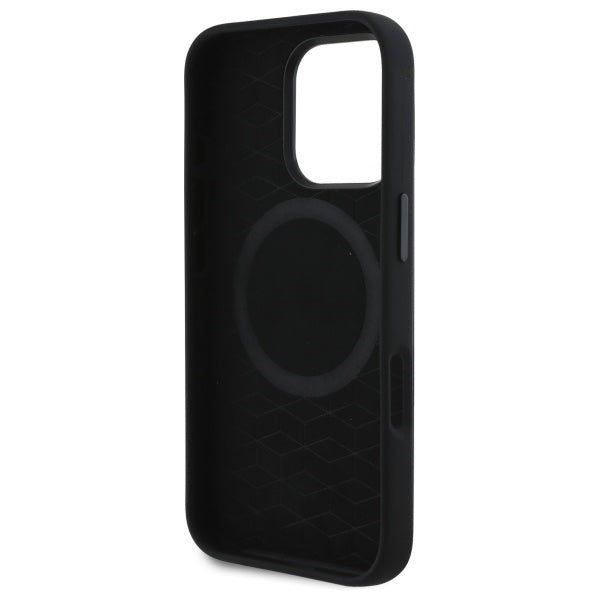 BMW Silicone Cut Tricolor Lines MagSafe Case for iPhone 16 Pro Max - Black