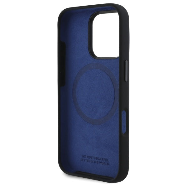 BMW Silicone Hexagon Blue Line MagSafe Case for iPhone 16 Pro Max - Black