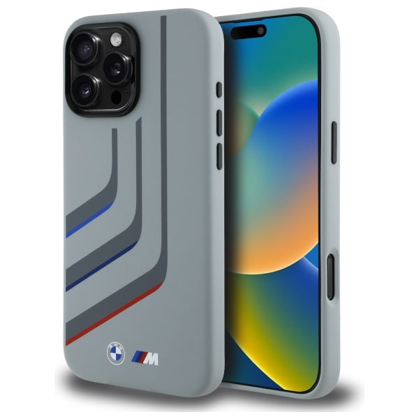 BMW Silicone Turning Lines MagSafe Case for iPhone 16 Pro Max - Gray